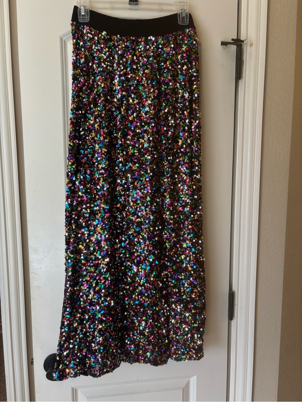 See And Be Seen - Black Multicolor Sequin Maxi Skirt